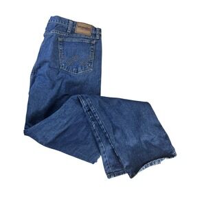 Wrangler Rugged Wear Jeans Women 42X36 Blue Denim‎ Straight Leg Western Workwear
